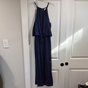 Speechless Navy Sleeveless Jumpsuit